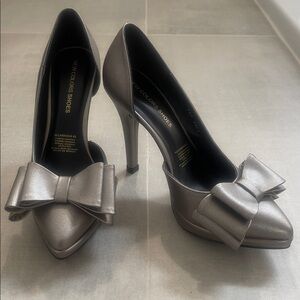 Elegant Silver Bow Heels